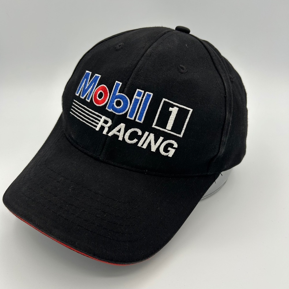 Mobil 1 Racing Hat Baseball Cap Mens OSFM Black Racing Automotive Pegasus VTG